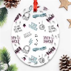 Music Themed Doodle Seamless Background Oval Filigree Ornament (two Sides) by Vaneshart