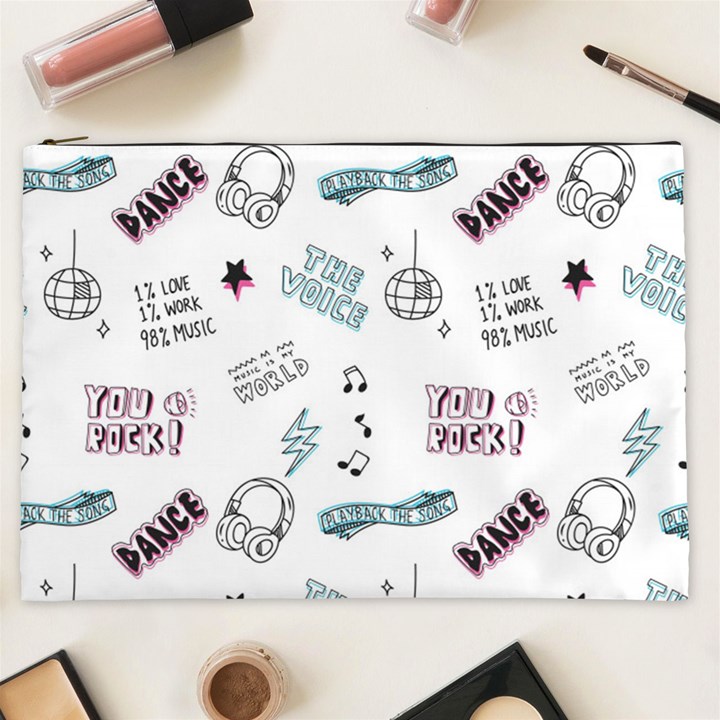 Music Themed Doodle Seamless Background Cosmetic Bag (XXL)