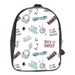 Music Themed Doodle Seamless Background School Bag (xl) by Vaneshart