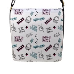 Music Themed Doodle Seamless Background Flap Closure Messenger Bag (l) by Vaneshart