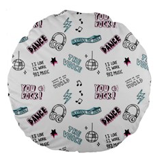 Music Themed Doodle Seamless Background Large 18  Premium Flano Round Cushions by Vaneshart