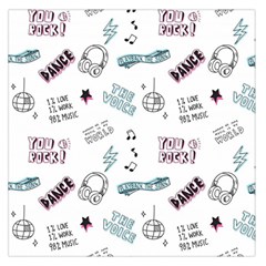 Music Themed Doodle Seamless Background Large Satin Scarf (square) by Vaneshart