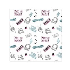 Music Themed Doodle Seamless Background Small Satin Scarf (square) by Vaneshart