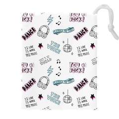 Music Themed Doodle Seamless Background Drawstring Pouch (5xl) by Vaneshart