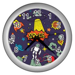 Vector Flat Space Design Background With Text Wall Clock (silver) by Vaneshart