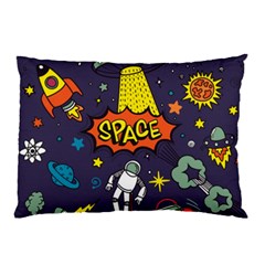 Vector Flat Space Design Background With Text Pillow Case (two Sides) by Vaneshart