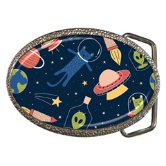 Seamless Pattern With Funny Aliens Cat Galaxy Belt Buckles by Vaneshart