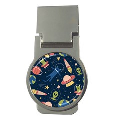 Seamless Pattern With Funny Aliens Cat Galaxy Money Clips (round)  by Vaneshart