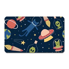 Seamless Pattern With Funny Aliens Cat Galaxy Magnet (rectangular) by Vaneshart