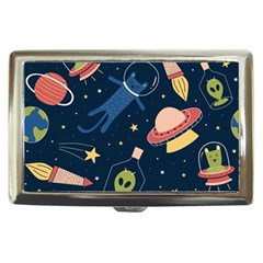 Seamless Pattern With Funny Aliens Cat Galaxy Cigarette Money Case by Vaneshart