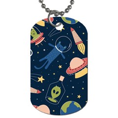 Seamless Pattern With Funny Aliens Cat Galaxy Dog Tag (two Sides) by Vaneshart