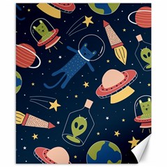 Seamless Pattern With Funny Aliens Cat Galaxy Canvas 8  X 10  by Vaneshart