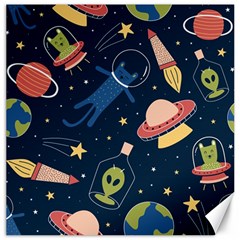 Seamless Pattern With Funny Aliens Cat Galaxy Canvas 16  X 16  by Vaneshart