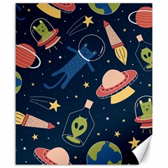 Seamless Pattern With Funny Aliens Cat Galaxy Canvas 20  X 24 