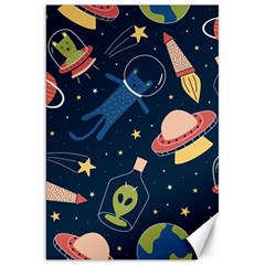 Seamless Pattern With Funny Aliens Cat Galaxy Canvas 20  X 30  by Vaneshart