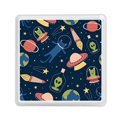 Seamless Pattern With Funny Aliens Cat Galaxy Memory Card Reader (square) by Vaneshart