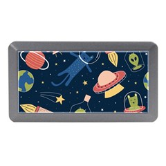 Seamless Pattern With Funny Aliens Cat Galaxy Memory Card Reader (mini) by Vaneshart