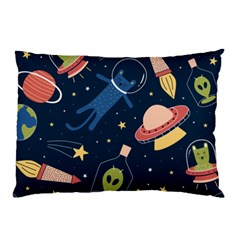 Seamless Pattern With Funny Aliens Cat Galaxy Pillow Case (two Sides) by Vaneshart