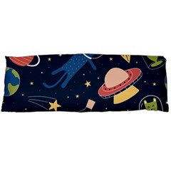 Seamless Pattern With Funny Aliens Cat Galaxy Body Pillow Case (dakimakura) by Vaneshart