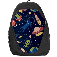 Seamless Pattern With Funny Aliens Cat Galaxy Backpack Bag by Vaneshart