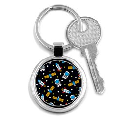 Seamless Adventure Space Vector Pattern Background Key Chain (round) by Vaneshart