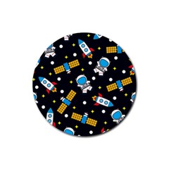 Seamless Adventure Space Vector Pattern Background Rubber Coaster (round)  by Vaneshart