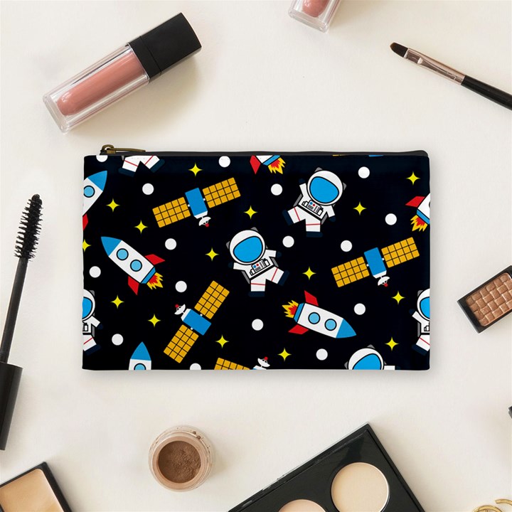 Seamless Adventure Space Vector Pattern Background Cosmetic Bag (Medium)