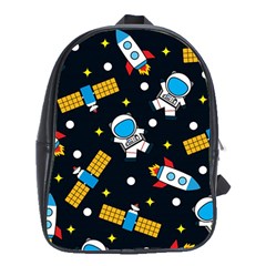 Seamless Adventure Space Vector Pattern Background School Bag (xl) by Vaneshart