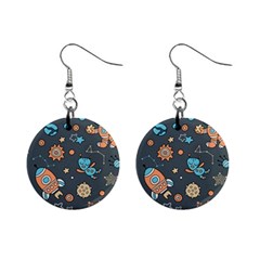 Space Seamless Pattern Mini Button Earrings by Vaneshart