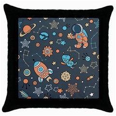 Space Seamless Pattern Throw Pillow Case (black) by Vaneshart