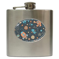 Space Seamless Pattern Hip Flask (6 Oz) by Vaneshart