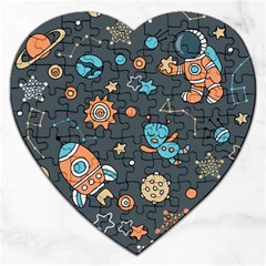 Space Seamless Pattern Jigsaw Puzzle (heart) by Vaneshart