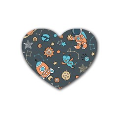 Space Seamless Pattern Rubber Coaster (heart)  by Vaneshart