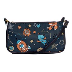 Space Seamless Pattern Shoulder Clutch Bag by Vaneshart