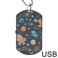 Space Seamless Pattern Dog Tag Usb Flash (two Sides) by Vaneshart