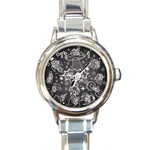 Vector Flat Space Design Background With Text Round Italian Charm Watch Front