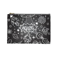 Vector Flat Space Design Background With Text Cosmetic Bag (large)