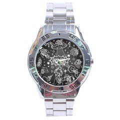 Vector Flat Space Design Background With Text Stainless Steel Analogue Watch by Vaneshart