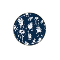 White Robot Blue Seamless Pattern Hat Clip Ball Marker by Vaneshart