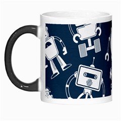 White Robot Blue Seamless Pattern Morph Mugs by Vaneshart