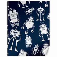 White Robot Blue Seamless Pattern Canvas 12  X 16  by Vaneshart