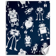 White Robot Blue Seamless Pattern Canvas 16  X 20  by Vaneshart