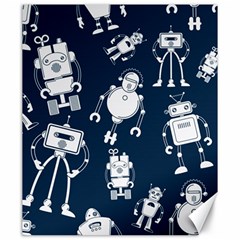 White Robot Blue Seamless Pattern Canvas 20  X 24  by Vaneshart