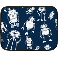 White Robot Blue Seamless Pattern Fleece Blanket (mini) by Vaneshart