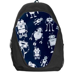 White Robot Blue Seamless Pattern Backpack Bag by Vaneshart