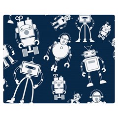 White Robot Blue Seamless Pattern Double Sided Flano Blanket (medium)  by Vaneshart