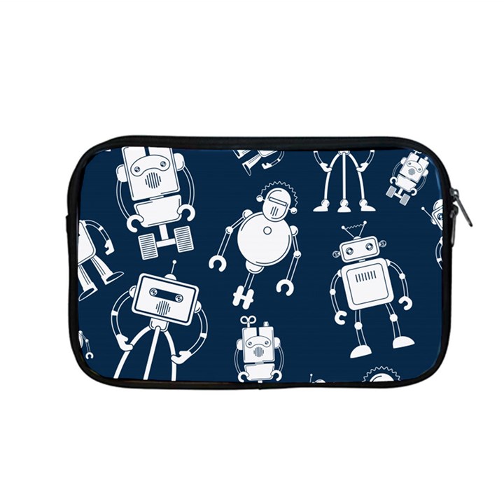 White Robot Blue Seamless Pattern Apple MacBook Pro 13  Zipper Case