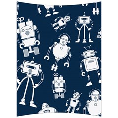 White Robot Blue Seamless Pattern Back Support Cushion by Vaneshart