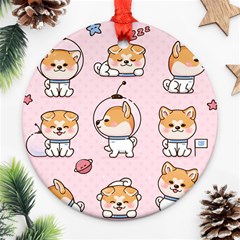 Set Kawaii Smile Japanese Dog Cartoon Ornament (round) by Vaneshart