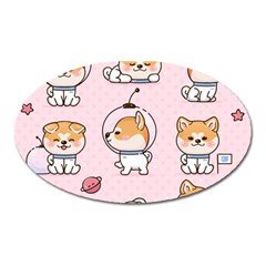 Set Kawaii Smile Japanese Dog Cartoon Oval Magnet by Vaneshart